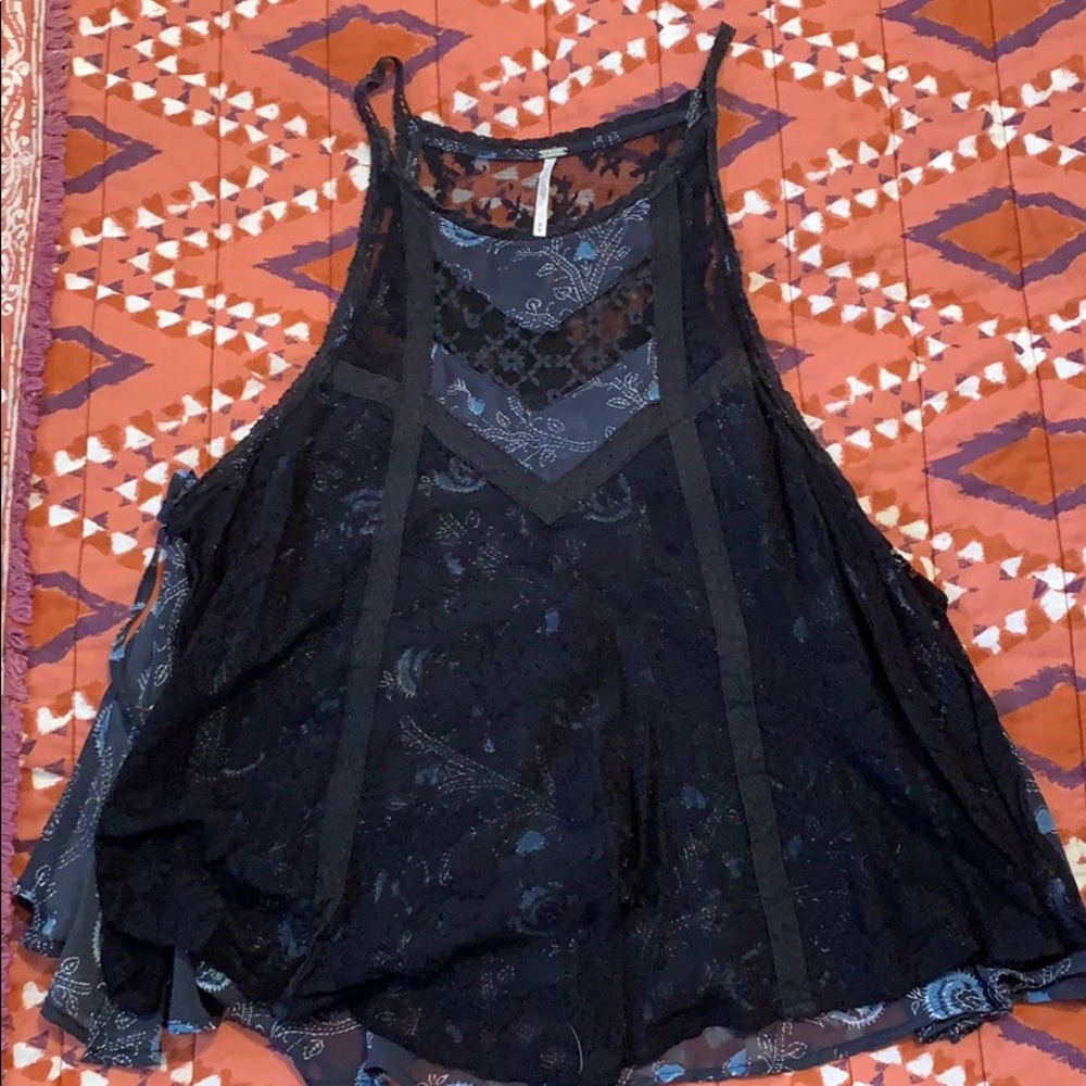 Free People Sheer side tie tank top